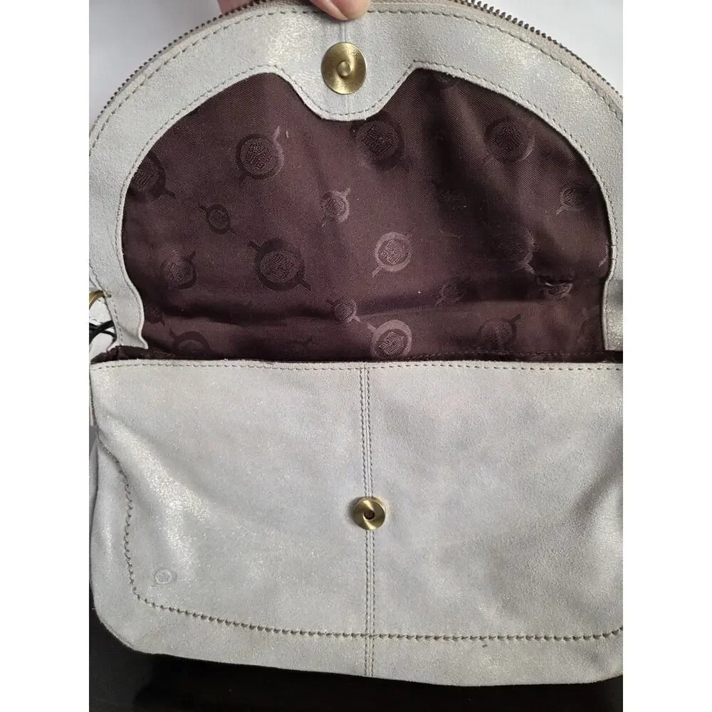 New Born Stonefield Leather Crossbody Bag Purse Winter White Gold Sheen